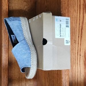 TOMS Open Toe Blue Slub Chambray Platform Alpargata, Sz 8.5 Like New!